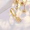 Brass Micro Pave Clear Cubic Zirconia Hoop Earrings, Golden, Letter U, 24x7mm