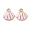 Alloy Enamel Pendants, Shell Shape, Lavender Blush, 11x10x2.5mm, Hole: 1.2mm