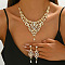 Brass Rhinestone Pendant Necklaces & Earring Sets for Women, Teardrop, Crystal, 300mm