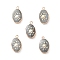 Natural Labradorite Pendants, Oval Charms with Golden Brass Edge, 22x13x3~5.5mm, Hole: 1.8mm