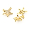 Starfish Brass Micro Pave Clear Cubic Zirconia Pendants, Cadmium Free & Lead Free, with ABS Plastic Imitation Pearl Pendants, Real 18K Gold Plated, 21.5x21x8mm, Hole: 4.5x3mm