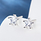 Anti-Tarnish Rhodium Plated 925 Sterling Silver Stud Earrings for Women, with Cubic Zirconia, Star, 6mm