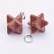Synthetic Goldstone Pendants, with 201 Stainless Steel Split Rings, Stainless Steel Color, Merkaba Star, 22~23x16.5~17x19mm, Hole: 6mm