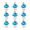 Plastic Pendants, with Platinum Plated Iron Loop, Mushroom with Polka Dots, Sky Blue, 17.5x11.5x12mm, Hole: 1.5mm