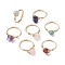 7Pcs 7 Styles Natural & Synthetic Gemstone Chip Finger Rings, Copper Wire Wrapped Ring for Women, 8~11mm, Inner Diameter: 18mm, 1pc/style