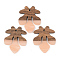 Opaque Resin & Walnut Wood Pendants, Fleur De Lis, Light Salmon, 38x31.5x3mm, Hole: 2mm