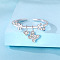 925 Sterling Silver Micro Pave Cubic Zirconia Cuff Rings, Butterfly, Adjustable, with S925 Stamp, Silver, US Size 8(18.1mm)