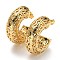 C-Shaped with Coin Pattern Stud Earrings, Brass Jewelry for Women, Cadmium Free & Lead Free, Real 18K Gold Plated, 30.5x10mm