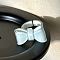 Bowknot Resin Open Cuff Rings for Women, Light Cyan, Inner Diameter: 17mm