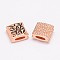 Brass Enamel Slide Charms, Cadmium Free & Nickel Free & Lead Free, Square, Rose Gold, 9x9x5mm, Hole: 1.5x5mm
