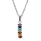 Natural & Synthetic Mixed Gemstone Disc Pendant Necklaces, with Stainless Steel Chains, Stainless Steel Color, 17.80 inch(452mm)