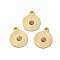 Real 14K Gold Plated Natural Rhodonite Pendants, Flat Round Charms, with 304 Stainless Steel Settings, 15x12x3mm, Hole: 1.6mm