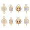 8Pcs 4 Styles Brass Micro Pave Clear Cubic Zirconia Connector Charms, Column & Round & Square Links, Real 18K Gold Plated, 12~15.5x6.5~8mm, Hole: 1.4mm, 2pcs/style