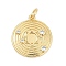 Brass Micro Pave Clear Cubic Zirconia Pendants, Flat Round with Solar System Charms, Cadmium Free & Lead Free, Long-Lasting Plated, Rack Plating, with Jump Ring, Real 18K Gold Plated, 18.5x16.5x3mm, Hole: 3mm
