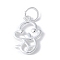 925 Sterling Silver Chinese Zodiac Outline Charms, with Jump Rings, Silver Color Plated, Snake, 9.5~15x10~11.5x1~2mm, Hole: 3.5mm