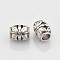 Tibetan Style Alloy Beads, Cadmium Free & Lead Free, Barrel with Flower, Antique Silver, 8.5x10.5mm, Hole: 4.5mm