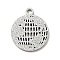 Non-Tarnish 304 Stainless Steel Pendants, Textured, Flat Round with Map, Stainless Steel Color, 14x12x1mm, Hole: 1.2mm