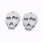 Non-Tarnish 201 Stainless Steel Pendants, Manual Polishing, Skull with Heart, Stainless Steel Color, 21x16x1.5mm, Hole: 1.2mm