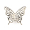Brass Cubic Zirconia Beads, Long-Lasting Plated, Lead Free & Cadmium Free, Butterfly, Platinum, 15x17x8mm, Hole: 3mm