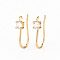 Brass Micro Pave Clear Cubic Zirconia Earring Hooks, with Horizontal Loop, Real 18K Gold Plated, Cadmium Free & Nickel Free & Lead Free, 17x3.5mm, Hole: 1.2mm, 21 Gauge, Pin: 0.7mm