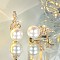 Brass Crystal Rhinestone Hoop Earrings, with Imitation Pearl, Round, Golden, 20x9.5mm