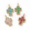 Brass Micro Pave Clear Cubic Zirconia Pendants, Cadmium Free & Lead Free, Cross, Religion, Mixed Color, 24x17x5mm, Hole: 3.5x5~5.5mm