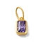 925 Sterling Silver Cubic Zirconia Charms, Colours, Rectangle, Slate Blue, 8x5x2mm, Hole: 5x3mm