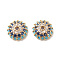 Brass Micro Pave Cubic Zirconia with Glass Bead Caps, Cadmium Free & Lead Free, Apetalous, Golden, 8.5x3mm, Hole: 1mm