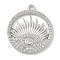 Rack Plating Brass Micro Pave Cubic Zirconia Pendants, Long-Lasting Plated, Lead Free & Cadmium Free, Flat Round with Eye Charms, Platinum, 25x22x2.2mm, Hole: 2mm