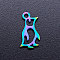 Ion Plating(IP) 201 Stainless Steel Charms, Penguin, Rainbow Color, 14x7x1mm, Hole: 1.5mm