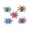 Halloween Spider Glass Pendants, with Eco-Friendly Round Copper Wire Wrapped, Mixed Color, 28~30x35~35.5x8.5~11.5mm, Hole: 3.2~4mm
