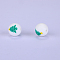 Christmas Printed Round with Christmas Tree Pattern Silicone Focal Beads, Lime, 15x15mm, Hole: 2mm