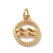 Brass Charms, Cadmium Free & Lead Free, Real 18K Gold Plated, Ring with Twelve Constellations, Aquarius, 14.5x12x2mm, Hole: 3.4mm