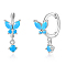 S925 Silver Butterfly Ear Cuffs with Multicolor Zirconia, Elegant Earrings