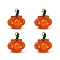 Halloween Theme Glass Seed Beads Pendants, with 304 Stainless Steel Jump Rings, Pumpkin Charm, Orange, 18x18mm, Hole: 4.5mm
