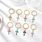 Alloy Enamel Keychians, with Iron Split Key Rings, Cross, Golden, Mixed Color, 58mm