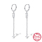 Anti-Tarnish Rhodium Plated Platinum 925 Sterling Silver Hoop Earrings, Rhinestone Horse Eye Tassel Earrings, with 925 Stamp, Clear, 49x11mm