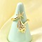 Ocean Theme Brass Micro Pave Cubic Zirconia Cuff Rings for Women, Cadmium Free & Lead Free, Real 18K Gold Plated, Starfish, 27mm, US Size 8 1/2(18.5mm)