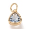PVD Vacuum Plating 304 Stainless Steel Cubic Zirconia Pendant, Triangle, Golden, Light Steel Blue, 12.5x9.5x5mm, Hole: 5mm