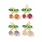 Brass Micro Pave Cubic Zirconia Pendants, Cherry Charms, Long-Lasting Plated, Cadmium Free & Lead Free, Rack Plating, Real 18K Gold Plated, with Jump Ring, Mixed Color, 12.5x11.5x4mm, Hole: 3mm