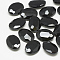 Pointed Back Glass Rhinestone Cabochons, Faceted, Oval, Jet, 25x18x6mm
