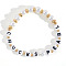 Minimalist ABS Imitatiom Pearl Round Beads Stretch Bracelets for Women, Word Chucks Pearl, with Acrylic & Brass, White, Inner Diameter: 6-7/8 inch(17.5cm)