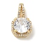 Rack Plating Brass Micro Pave Cubic Zirconia Pendants, Long-Lasting Plated, Lead Free & Cadmium Free, Square Charms, Clear, 17.5x10.5x6.7mm, Hole: 2.5x6mm