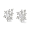 Rack Plating Brass Micro Pave Cubic Zirconia Clip-on Ring, Cadmium Free & Lead Free, Long-Lasting Plated, Snowflake, Platinum, 18.5x14.5x16mm