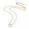 304 Stainless Steel Pendant Necklaces, with Cubic Zirconia, Ring, Golden, 440x1mm