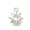 Brass Micro Pave Cubic Zirconia Charms, Cadmium Free & Nickel Free & Lead Free, Sun, Platinum, 11x9x2.5mm, Hole: 1.4mm