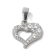 Ion Plating(IP) 304 Stainless Steel Micro Pave Cubic Zirconia Pendants, Heart Charms, Stainless Steel Color, 11x11.5x2.3mm, Hole: 4x2.5mm
