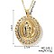 Brass Shiny Cubic Zirconia Virgin Mary Pendant Necklaces, Fashion Hip-hop Rock Jewelry Accessory, Golden, Clear, 15.75 inch(40cm)