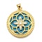 Rack Plating Brass Micro Pave Cubic Zirconia Pendants, Flat Round, with Resin, Cadmium Free & Lead Free, Long-Lasting Plated, Real 18K Gold Plated, Flower, 28x25x3.5mm, Hole: 5x3.5mm