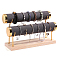 Velvet 2 T Bar Bracelet Display Rack, Jewelry Organizer Holder with Woode Base, for Bracelets Watch Storage, Gray, 29x10x18.5cm